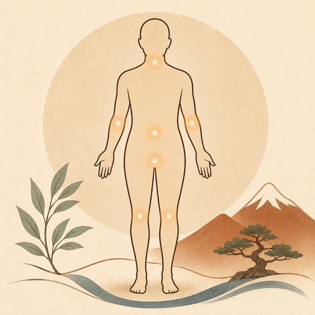 Illustration of areas on the body to approach with care